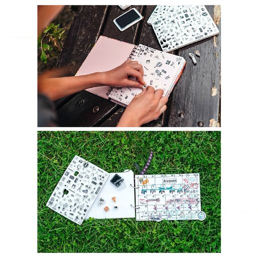 Diářová razítka Aladine Stampo Bullet Journal, 81 ks - Cestování