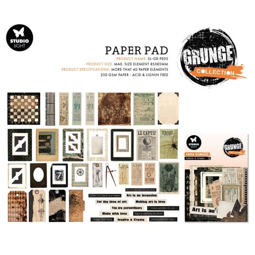 Papírové výseky Studio Light "Grunge", 53 ks - Lístky, rámečky, nápisy