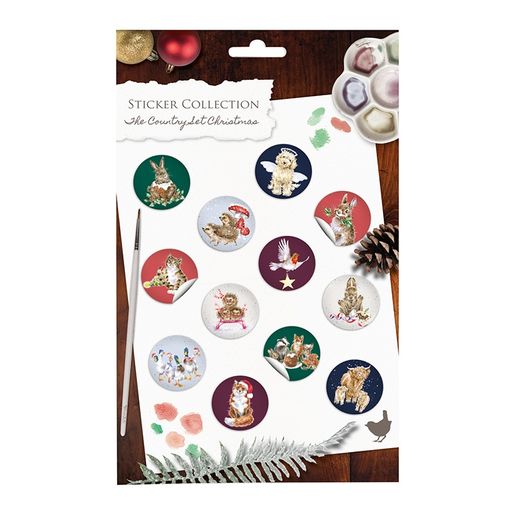 Samolepky Wrendale Designs "The Country Set Christmas", 144 ks - Vánoční zvířata