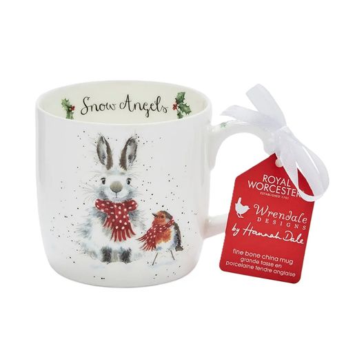 Vánoční porcelánový hrnek Wrendale Designs "Snow Angels", 0,31 l - Králík a červenka