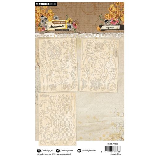 Dřevěné výřezy k dekoraci Studio Light "Sweet Bee Memories" - Včelí louka