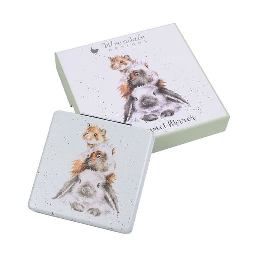 Kapesní zrcátko Wrendale Designs "Piggy in the Middle" - Morče a králík
