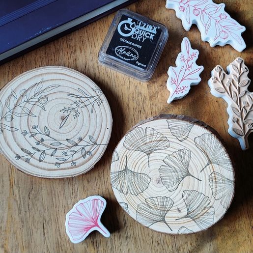 Razítka na textil Aladine Stampo Textile, 19 ks - Květiny a věnečky