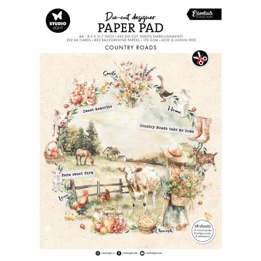 Kreativní blok s výseky Studio Light "Country Roads", A4, 28 l. - Na venkově
