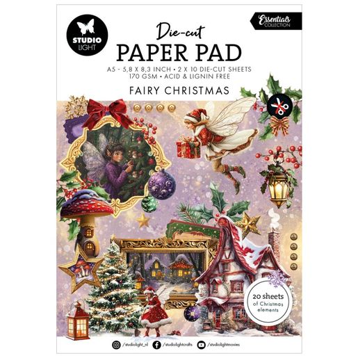 Blok s papírovými výseky Studio Light "Fairy Christmas", A5, 20 l. - Vánoce s vílami