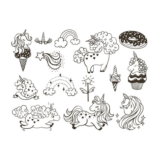 Razítka na textil Aladine Stampo Textile, 14 ks - Kouzelní jednorožci