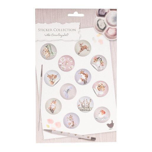 Kulaté samolepky Wrendale Designs "The Country Set", 144 ks - Zvířata
