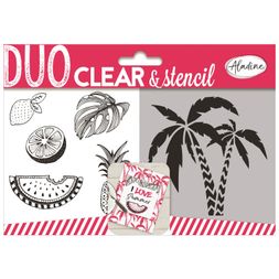 Gelová razítka se šablonou Aladine Duo Clear, 6 ks - Tropical