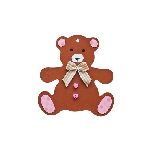 Dřevěný výřez k dekoraci Gomille, závěsný, 10x10 cm - Medvídek