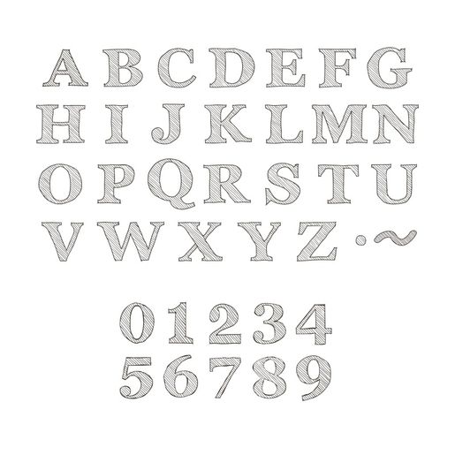 Razítka na textil Aladine Stampo Textile, 38 ks - Abeceda Marina