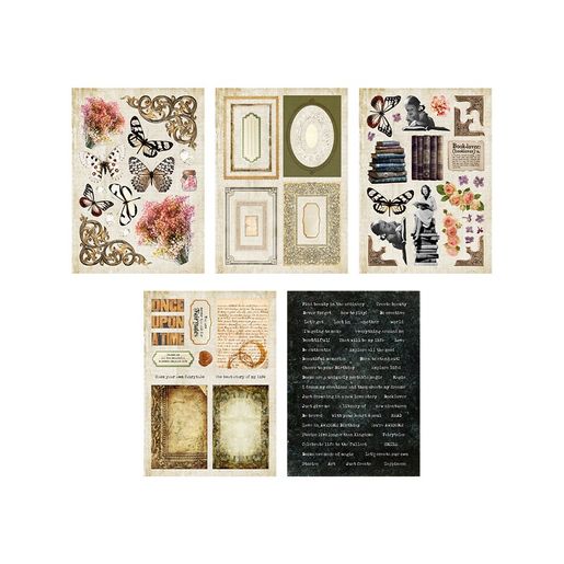 Blok s papírovými výseky Studio Light "Grunge", A5, 20 l. - Rozkvetlé retro