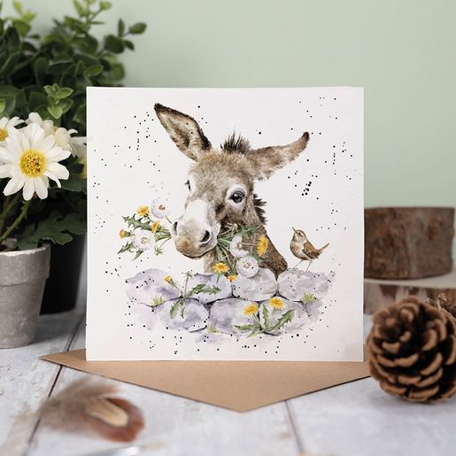 Přání Wrendale Designs "Fine and Dandy", 15x15 cm - Oslík