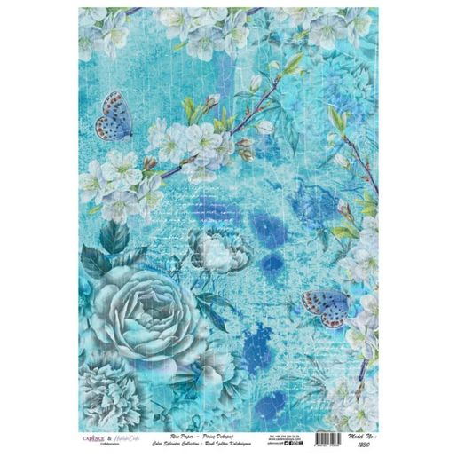 Rýžový papír Cadence - Blankytné růže - VYBERTE VELIKOST