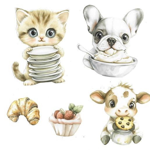 Papírové výseky Studio Light, 18 ks - Zvířátka v kuchyni