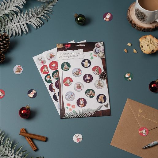 Samolepky Wrendale Designs "The Country Set Christmas", 144 ks - Vánoční zvířata