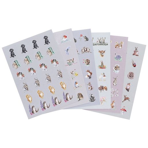 Kulaté samolepky Wrendale Designs "The Country Set", 144 ks - Zvířata