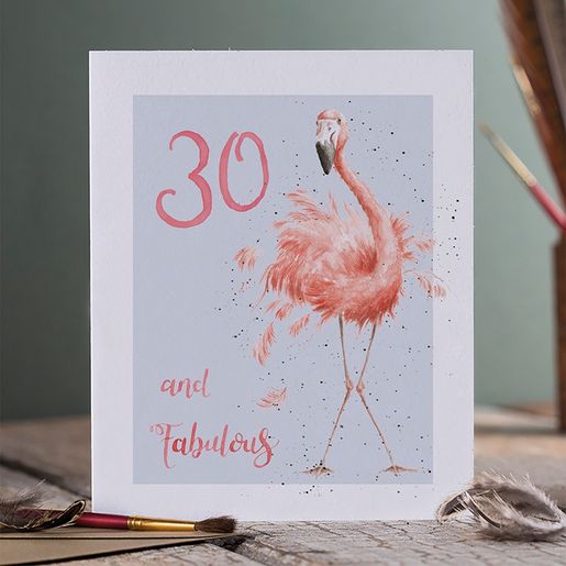 Narozeninové přání Wrendale Designs "30 and Fabulous" - Plameňák