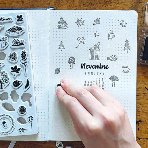 Diářová razítka Aladine Stampo Bullet Journal, 50 ks - Podzim