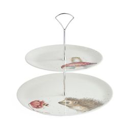 Porcelánový etažér Wrendale Designs, 2 patrový - Ježek a myška