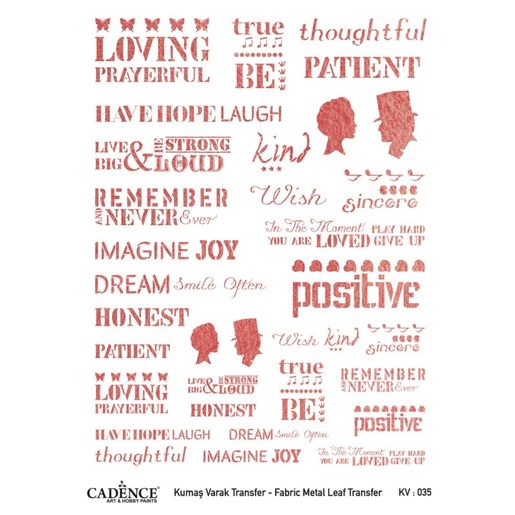 Transferový obrázek na textil Cadence, A3 - Měděné nápisy 1