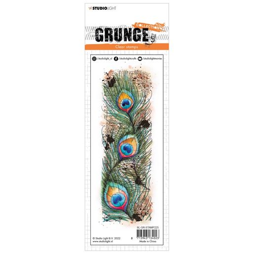 Gelové razítko Studio Light "Grunge", 21x7,4 cm - Paví pera