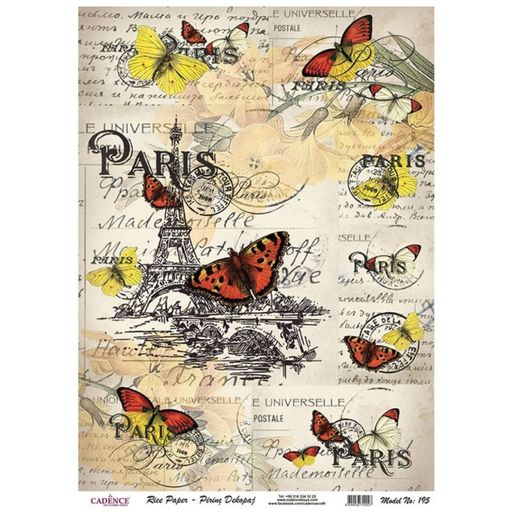 Rýžový papír Cadence - Motýlci v Paříži - VYBERTE VELIKOST