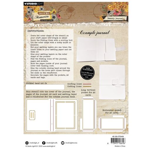 Šablona na obkreslení Studio Light "Sweet Bee Memories" - Sešit art journal