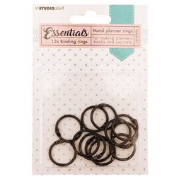 Knihařské kroužky Studio Light, o 23 mm, 12 ks - černé