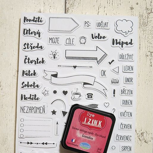 Diářová razítka Aladine Stampo Bullet Journal, 68 ks - České nápisy