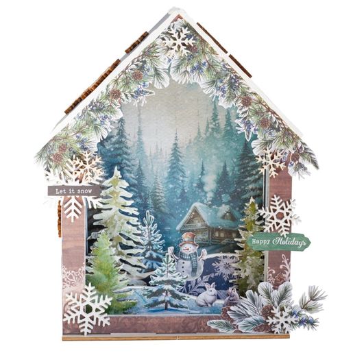 Dřevěný výřez k dekoraci Studio Light, 14,8x21 cm - Zimní krajina