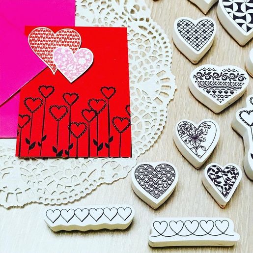 Razítka Aladine Creative Stamp, 35 ks - Srdíčka