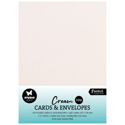 Přání a obálky Studio Light, 5"x7" (12,7x17,8 cm), 10 ks - krémové