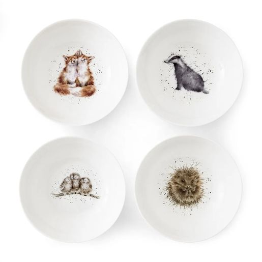 Snídaňové porcelánové misky Wrendale Designs, 4 ks - Lesní zvířata