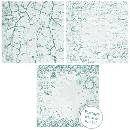 Acetátová fólie Studio Light "Christmas Blush“, 6 ks - Bílé a mátové Vánoce