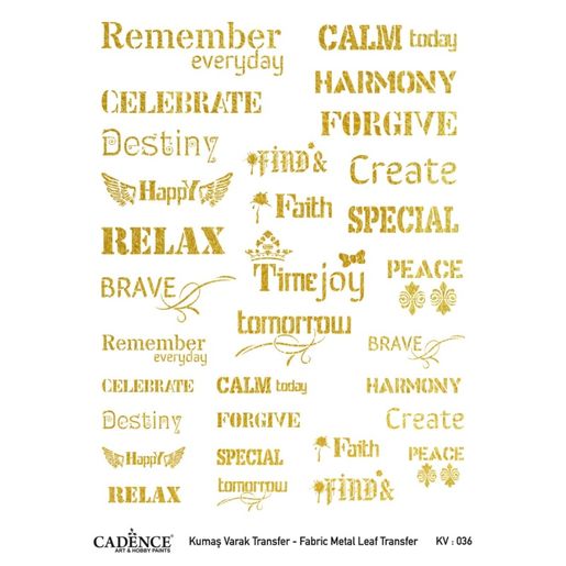 Transferový obrázek na textil Cadence, A3 - Zlaté nápisy 2