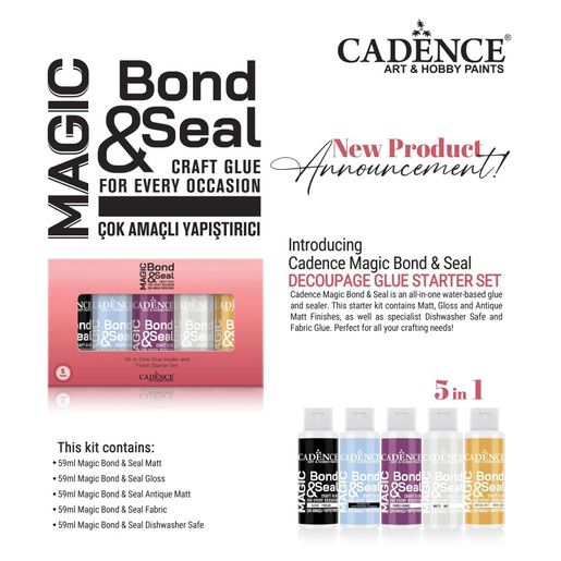 Lepidlo na decoupage Cadence Magic Bond & Seal, 5 ks
