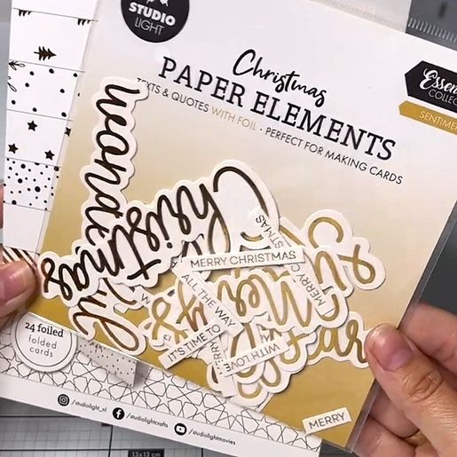 Papírové výseky Studio Light, 40 ks - Vánoční nápisy, zlaté