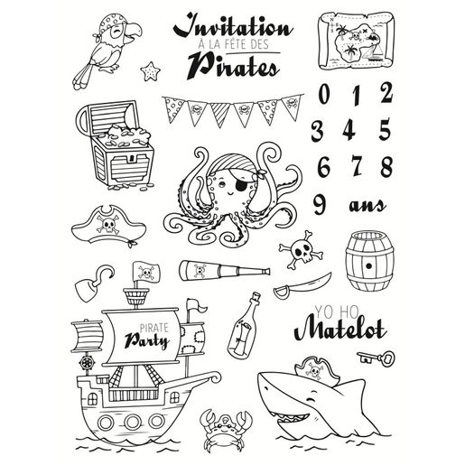 Dětská razítka Aladine Stampo Birthday, 30 ks - Piráti