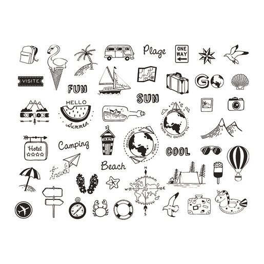 Razítka Aladine Creative Stamp, 46 ks - Cestování