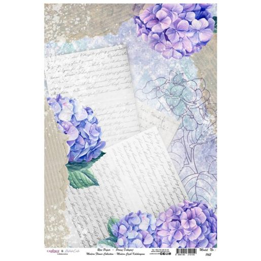 Rýžový papír Cadence - Psaníčka a hortenzie - VYBERTE VELIKOST