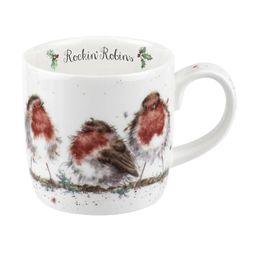 Vánoční porcelánový hrnek Wrendale Designs "Rockin' Robins", 0,31 l - Červenky