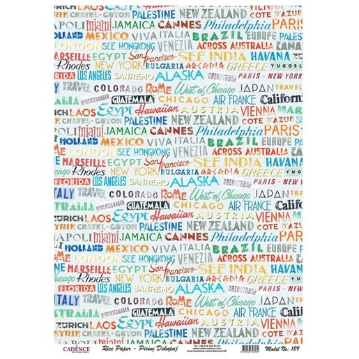 Rýžový papír Cadence, A4 - Cestovní nápisy