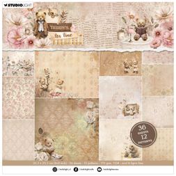 Blok podkladových papírů Studio Light "Teddy's Tea Time", 20,3x20,3 cm, 36 l.