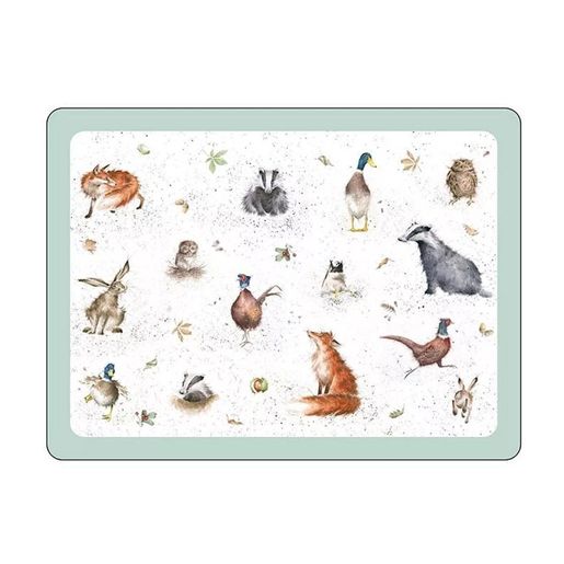 Korkové prostírání Wrendale Designs, 4 ks - Lesní zvířata