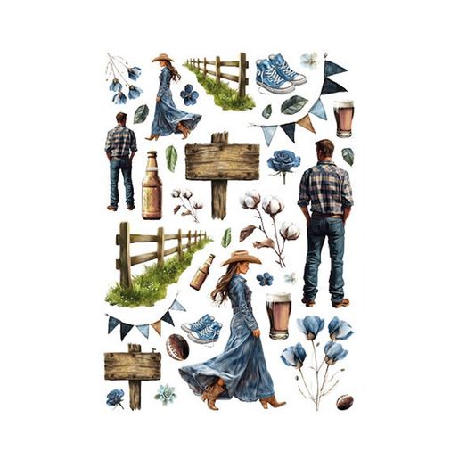 Papírové výseky Studio Light "Denim Weekends", 36 ks - Víkend v džínech
