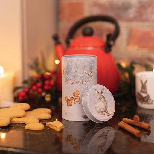 Kulatá plechová dóza Wrendale Designs "Winter Wonderland" - Zima v lese