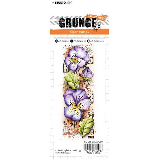 Gelové razítko Studio Light "Grunge", 14,8x5,2 cm - Fialky