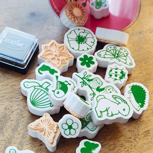 Dětská razítka Aladine Stampo Funny, 21 ks - Příroda