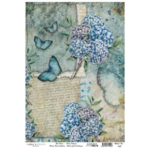 Rýžový papír Cadence - Modré hortenzie - VYBERTE VELIKOST