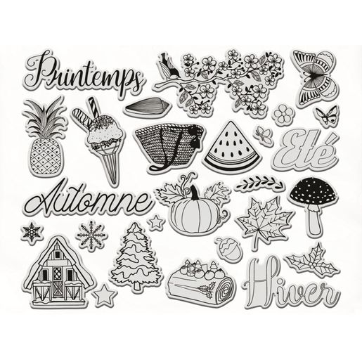 Gelová diářová razítka Aladine Bullet Journal, 27 ks - Roční období